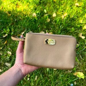 * Michael kors clutch wristlet leather double compartment zip